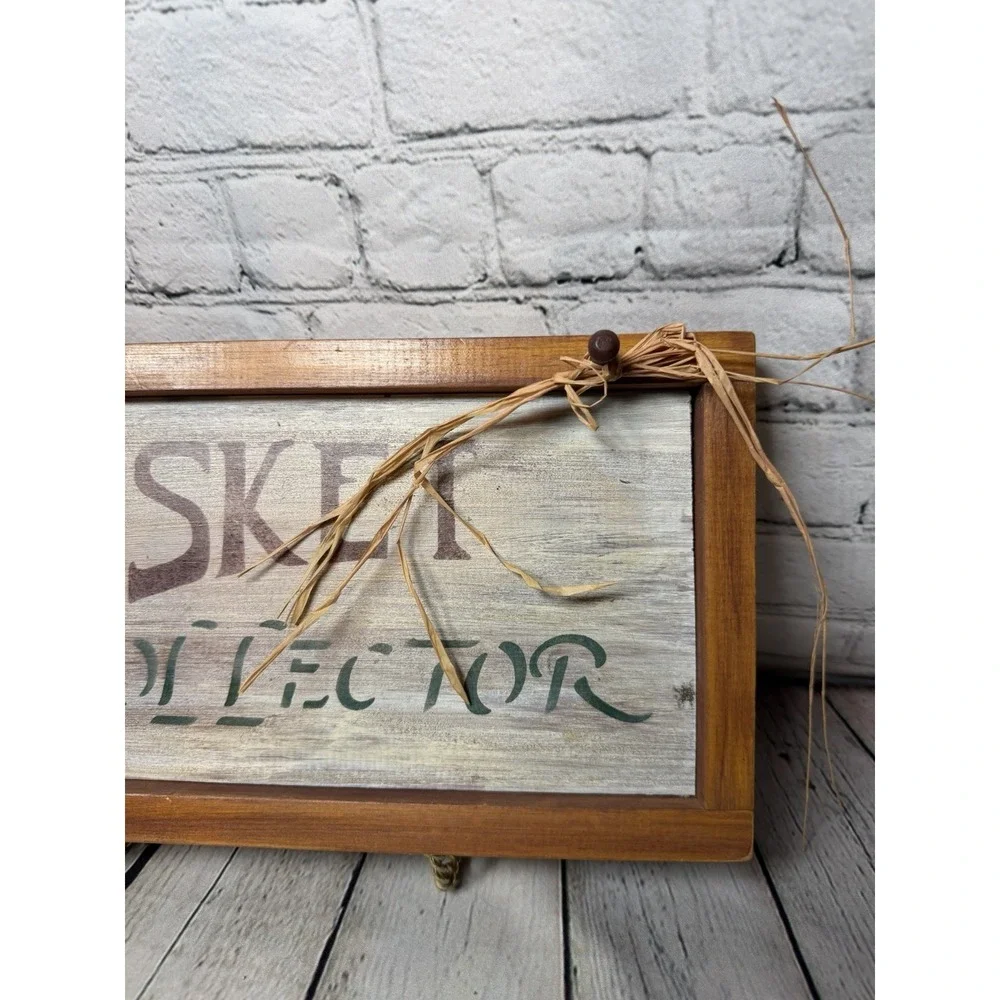 Basket Collector Vintage Country‎ Chunky Wood Frame Sign 14